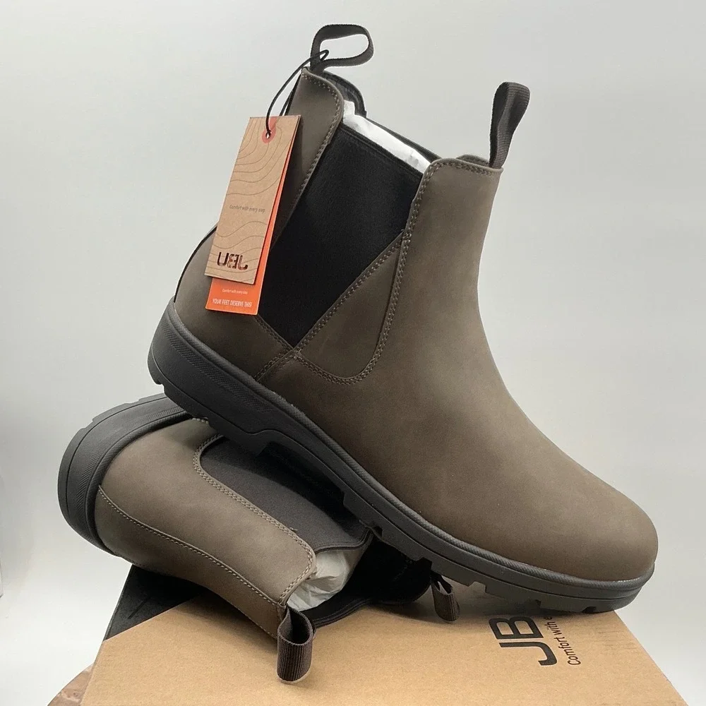 JBU Men Kerry N5KER34 Brown Chelsea Ankle Boots Pull On Rugged Sole NIB